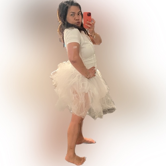 Nike Tennis Tutu Bubble Dress Skirt Golf White Wedding Shirt Sport Mesh Tulle L - Picture 1 of 8